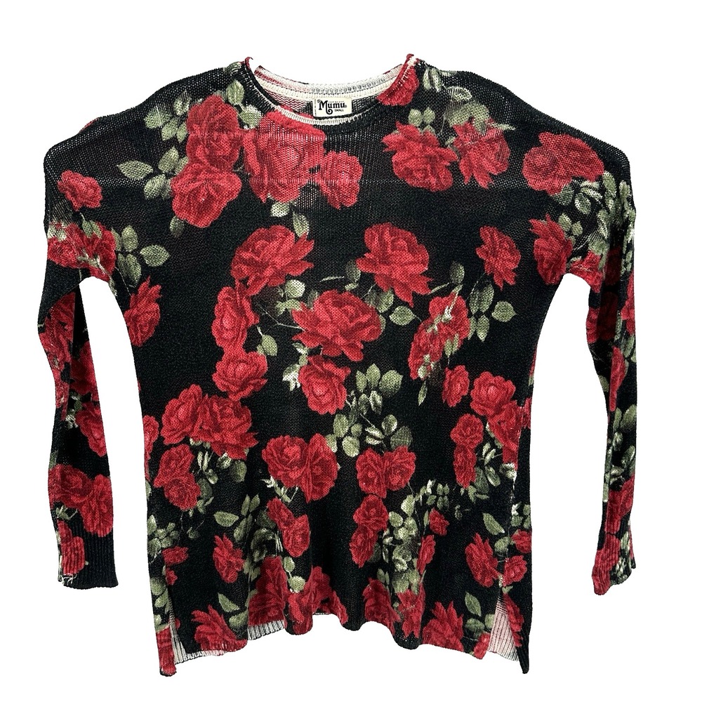 Show Me Your Mumu Size S Send Me Roses Long Sleeve Tunic Top Flowy Boho Floral